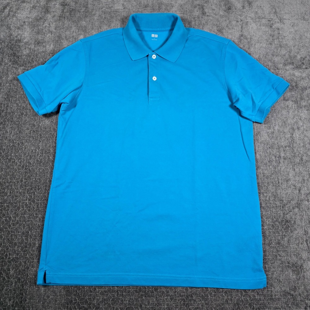 Uniqlo Mens Short Sleeve Pique Polo Shirt Bright Blue Large 341-138701